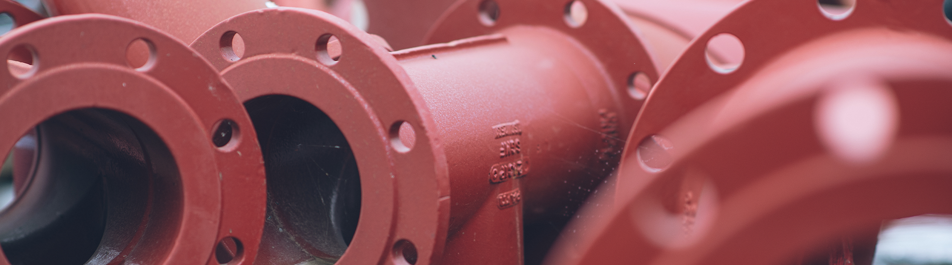 Close up view of pipework sections all grouped together